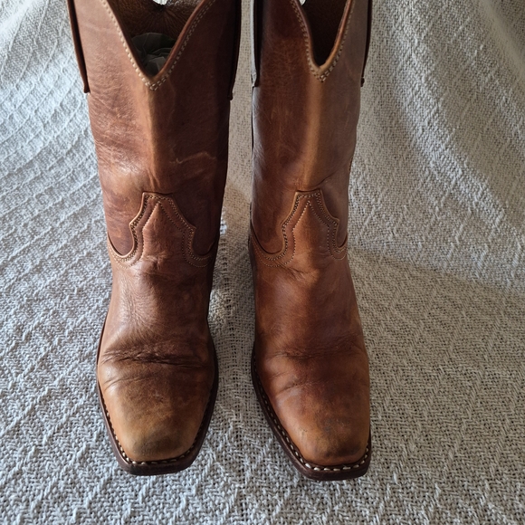 Classic Brown Caramel Leather Kids Cowboy Boots - Picture 2 of 12